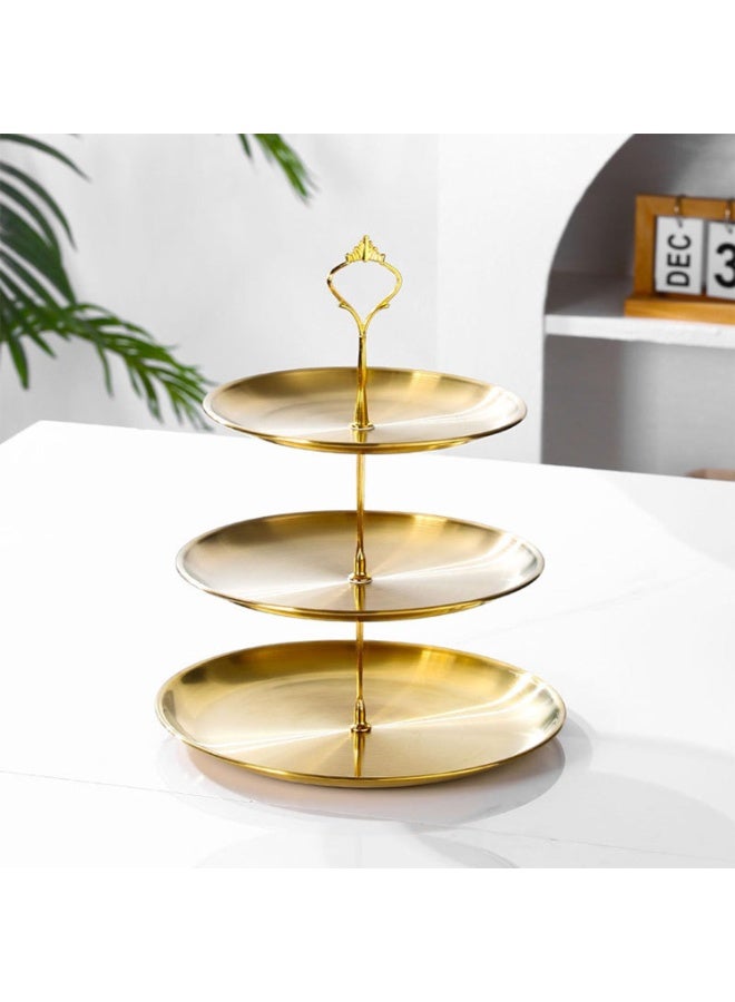 لينلي حامل عرض الكب كيك مع صينية تقديم بثلاث طبقات (ذهبي) - Image 4